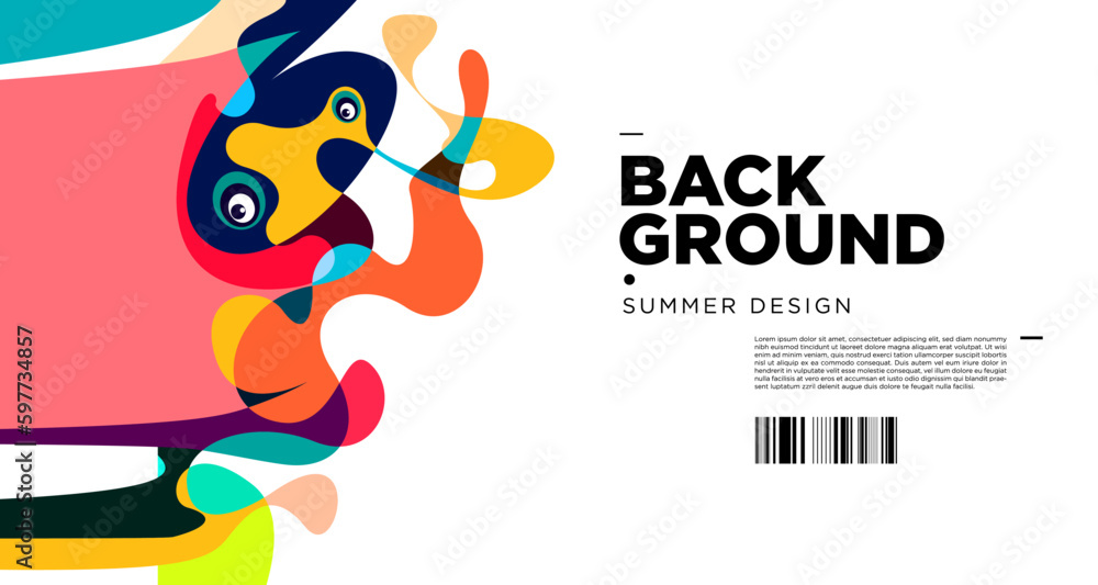 Poster abstract liquid shape. fluid geometric design. isolated gradient waves with geometric lines dots bat