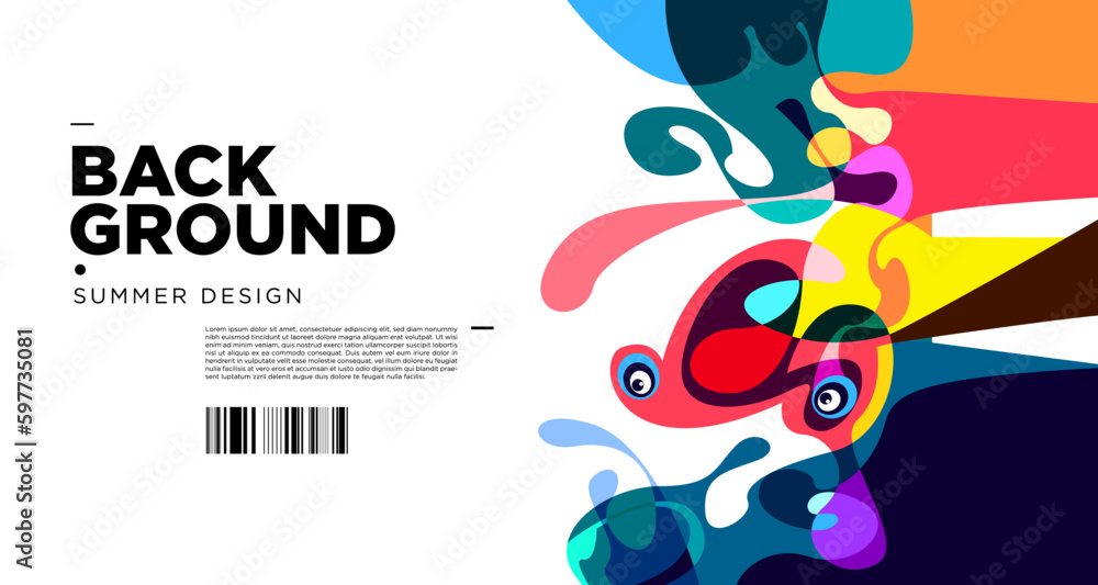 Poster abstract liquid shape. fluid geometric design. isolated gradient waves with geometric lines dots bat