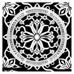 Flower clipart vector design black and white