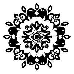 Flower clipart vector design black and white