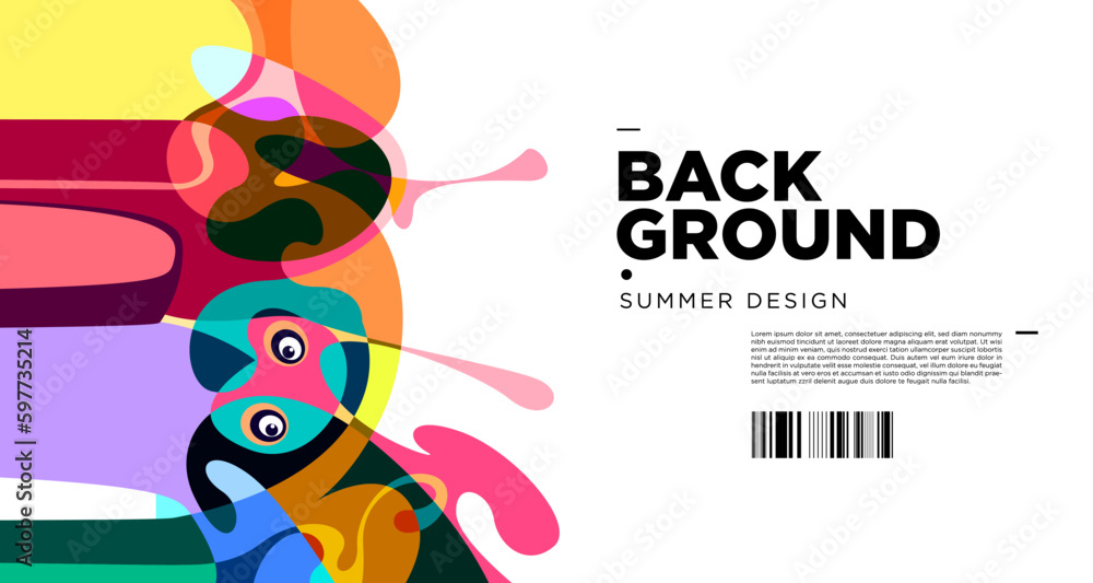 Poster abstract liquid shape. fluid geometric design. isolated gradient waves with geometric lines dots bat