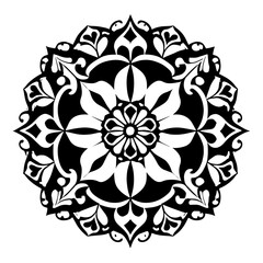 Flower clipart vector design black and white