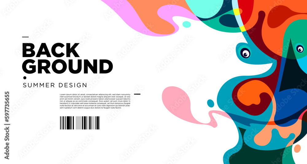 Poster abstract liquid shape. fluid geometric design. isolated gradient waves with geometric lines dots bat