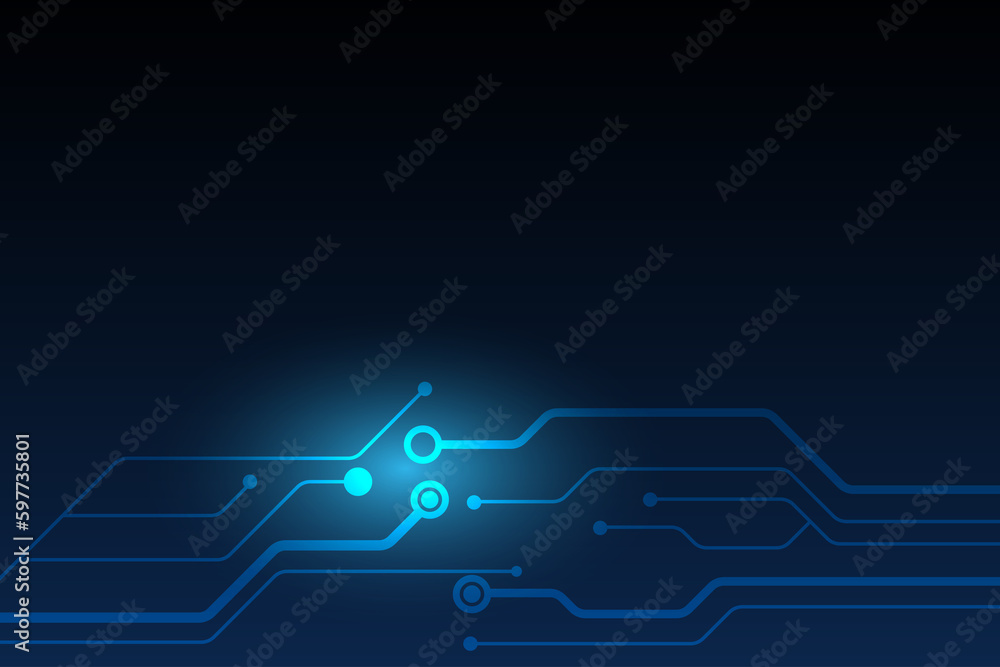 Poster dark blue technology with line and dot connection. light of modern and innovation style. blank space