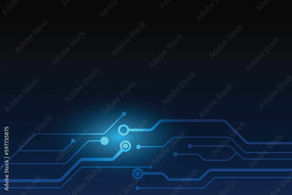 Poster dark blue technology with line and dot connection. light of modern and innovation style. blank space