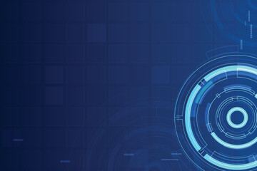 Blue and blank space background with light circle. Redial line and particle element with technology style.