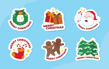 Fototapeta na wymiar Christmas Sticker Set Design