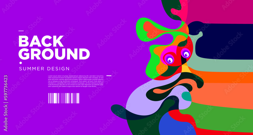 Poster abstract liquid shape. fluid geometric design. isolated gradient waves with geometric lines dots bat