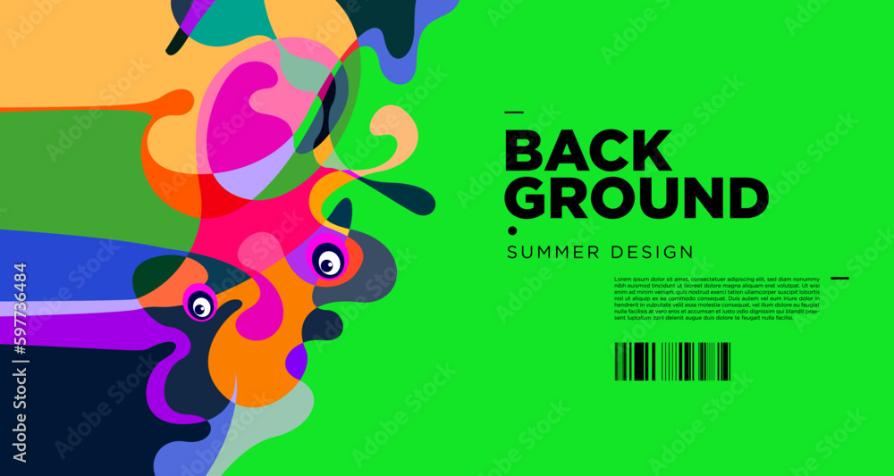Poster abstract liquid shape. fluid geometric design. isolated gradient waves with geometric lines dots bat