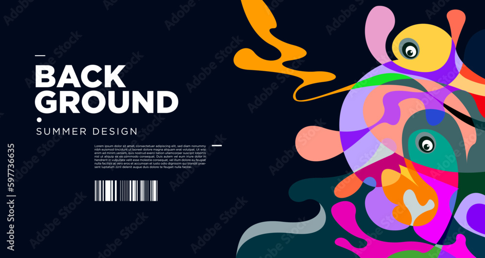 Poster abstract liquid shape. fluid geometric design. isolated gradient waves with geometric lines dots bat