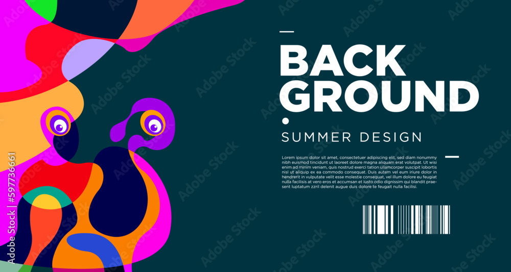 Poster abstract liquid shape. fluid geometric design. isolated gradient waves with geometric lines dots bat