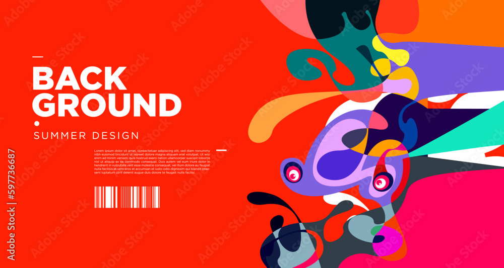 Poster abstract liquid shape. fluid geometric design. isolated gradient waves with geometric lines dots bat