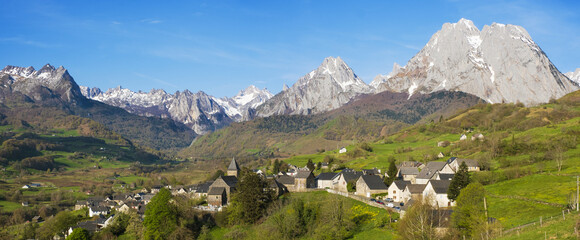 Village and circus of Lescun in the Aspe Valley, Pyrenees of France