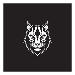 Fototapeta na wymiar wild lynx - bobcat face head black and white vector design