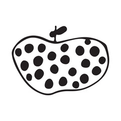Apple. Doodle apple fruit isolated on white background. Abstract image of a fruit. Vector illustration