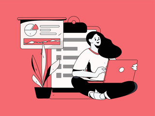 Invite friends to conduct questionnaire survey flat vector concept operation hand drawn illustration
