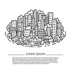Isolated city metropolis in a doodle style. illustration isolated on white background