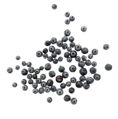 Ripe blueberries isolated on white background.
