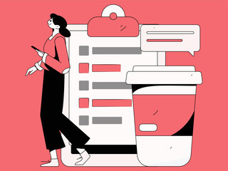 Invite friends to conduct questionnaire survey flat vector concept operation hand drawn illustration
