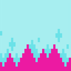 Pixelated Magenta Peak Graph on Cyan Background