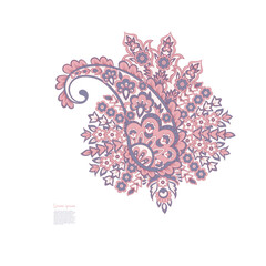 Paisley vector isolated pattern. Damask floral illustration in batik style