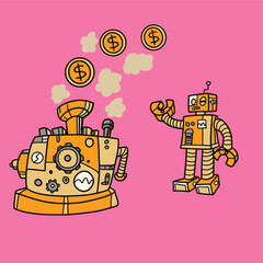 robot make money doodle