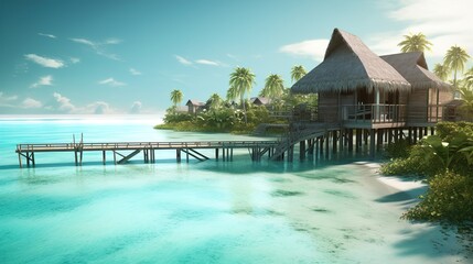 beautiful tropical Maldives island with palm trees