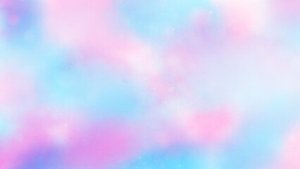 青とピンクの淡い水彩背景。