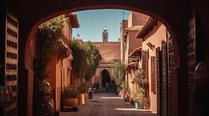 Foto op Plexiglas Smal steegje Exploring the Charm and Culture of Marrakesh, Morocco