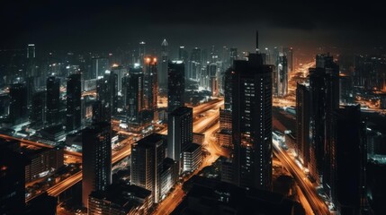 Obraz premium A breathtaking view of a city skyline at night created with Generative AI