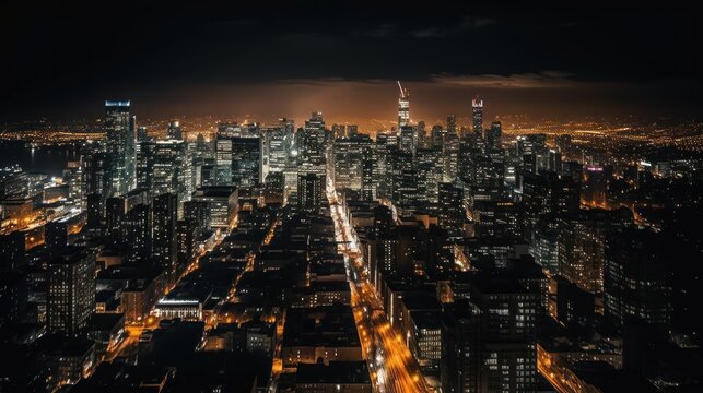 A breathtaking view of a city skyline at night created with Generative AI