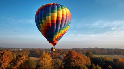 Fototapeta premium A brightly colored hot air balloon floating in the sky created with Generative AI