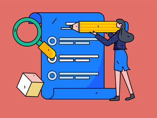 Invite friends to conduct questionnaire survey flat vector concept operation hand drawn illustration
