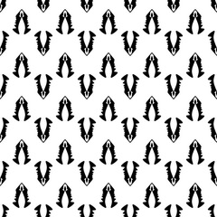 black and white seamless pattern repeated design ornament decoration floral flower damask style geometric elements tile texture textile fabric vector illustration