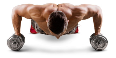 Handsome Athletic Men Exercising with metal bell