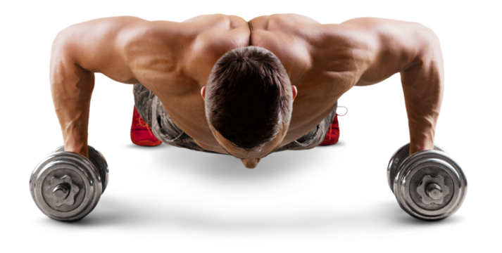 Handsome Athletic Men Exercising with metal bell - Powered by Adobe