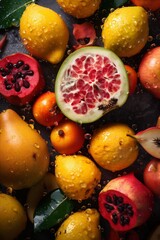 fruit strawberry green food vitamin background water diet drop healthy fresh. Generative AI.
