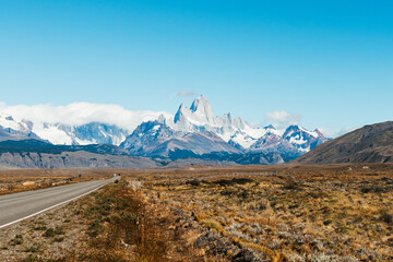 Road to the majestic Mount Fitz Roy in Argentine Patagonia