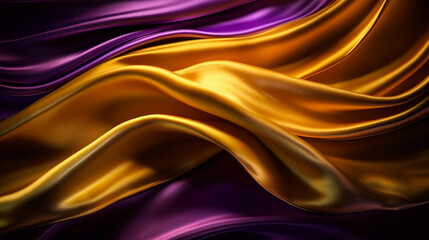 Obraz premium Abstract, texture, background, pattern. Texture of Bright Gold and Purple Silk Waves Background. Generative Ai