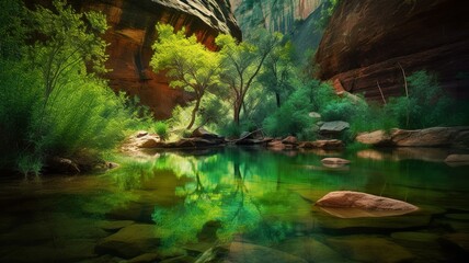 Fototapeta na wymiar Emerald Pools: Unveiling Oasis-Like Serenity in Zion
