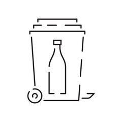 Trash line icon vector. Recycle material illustration sign. Green symbol Rubbish, garbage. Glass and plastic bottle
