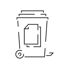 Recyclable material line icon. Ecology outline vector recycled symbol. Bin Rubbish, garbage or trash paper