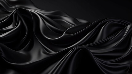 Fototapeta premium Abstract, Texture, Background, Pattern. Texture of Luxury Black Silk Waves Background. Generative Ai
