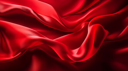 Abstract, texture, background, pattern. Texture of Luxury Bright Red Silk Waves Background. Generative Ai