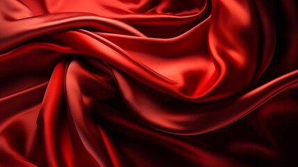 Abstract, texture, background, pattern. Texture of Luxury Bright Red Silk Waves Background. Generative Ai