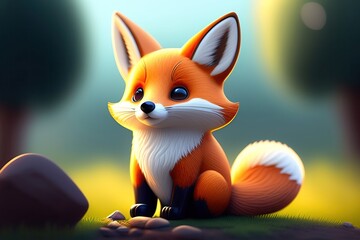Sitting fox ai generative 