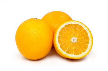 orange isolateFresh Oranges with One Sliced Half Isolated on White Backgroundd on white