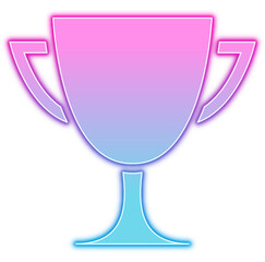 Transparent neon glowing award cup design element