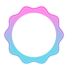 Transparent neon glowing stamp circle design element