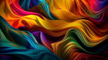 Obraz premium Abstract, Texture, Background, Pattern. Texture of Luxury Bright Bright Multicolored Silk Waves Background. Generative Ai